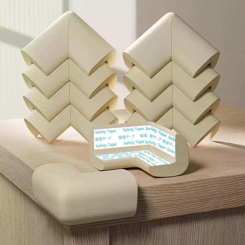ZOMPAGO Baby Proofing Edge Corner Protector,L-Shape Cabinet Door Bumper,10 Furniture Safety Soft Corner Guards,Table Corner Protectors,Wall Protector,Self Adhesive,for Nursery,Kitchen,Fireplace,Table - Image 1